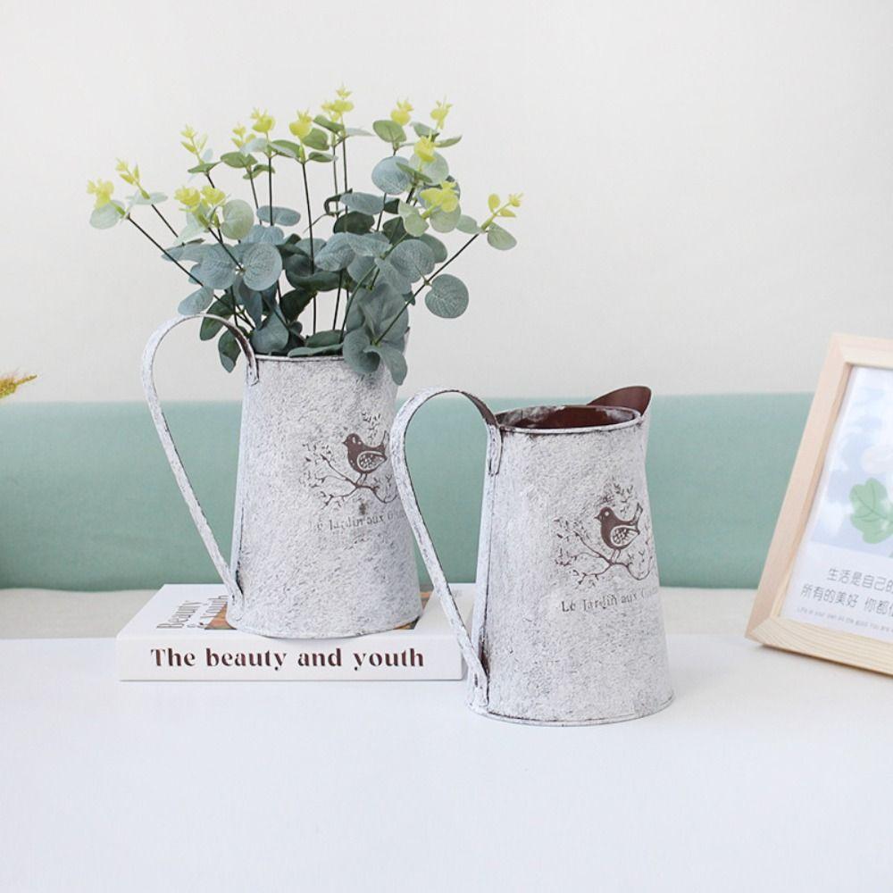 Empty Dried Flower Vase Birds Iron Container Container Iron Art Bucket  Home
