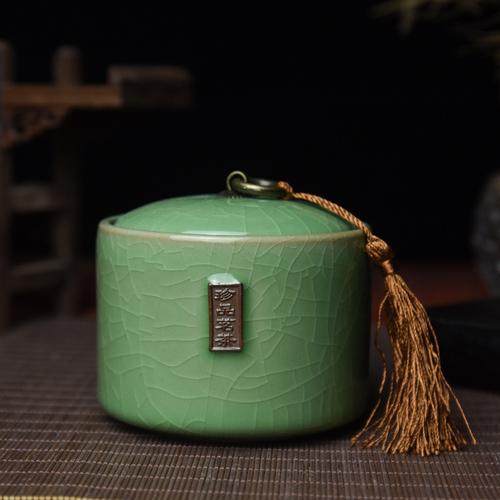 Селадоновая запечатанная банка Керамическая коробка для упаковки чая Портативная дорожная чайница Чайный набор 340 мл Чайница Декор для чайного столика в гостиной