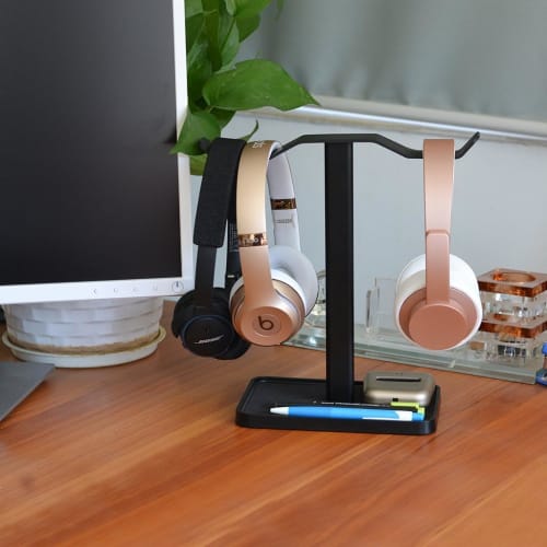 Neetto HS908 Dual Headphone Stand (Desktop), Aluminum Alloy & Metal Construction, Gaming Headset Hanger for Sennheiser, Sony, Audio-Technica, Bose, Be