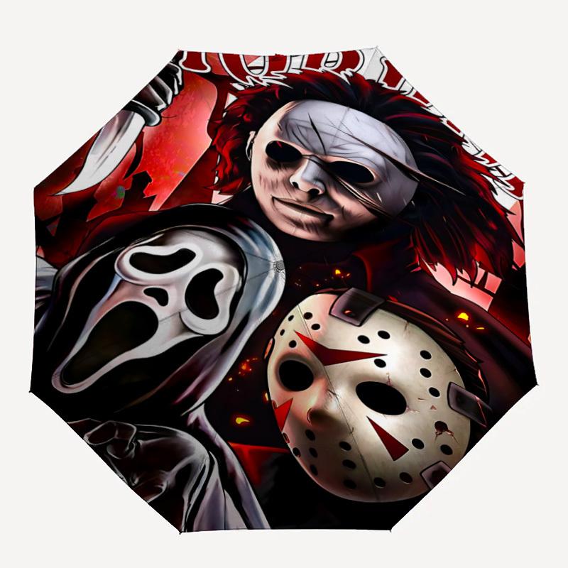 1pc Horror Icons Automatic Open/Close Umbrella Folding Umbrella, Portable Compact Travel Umbrella, Birthday/Christmas Gift for Men & Women L1110y22