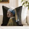 Mona Lisa Wearing Pearls Girl Cushion Cover Natural Linen Double Sided Print  Throw Pillow Case for Sofa Couch Home Decor