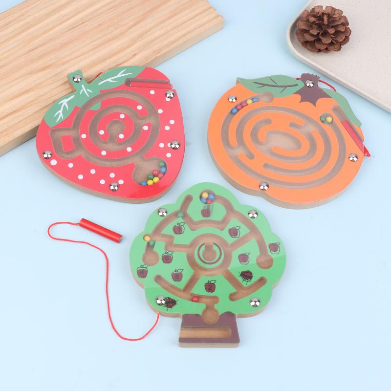 Magnetic Pen Maze Toy With Magnetic Beads, Wooden, Educational Early Childhood Toy, Kindergarten Gift Toy