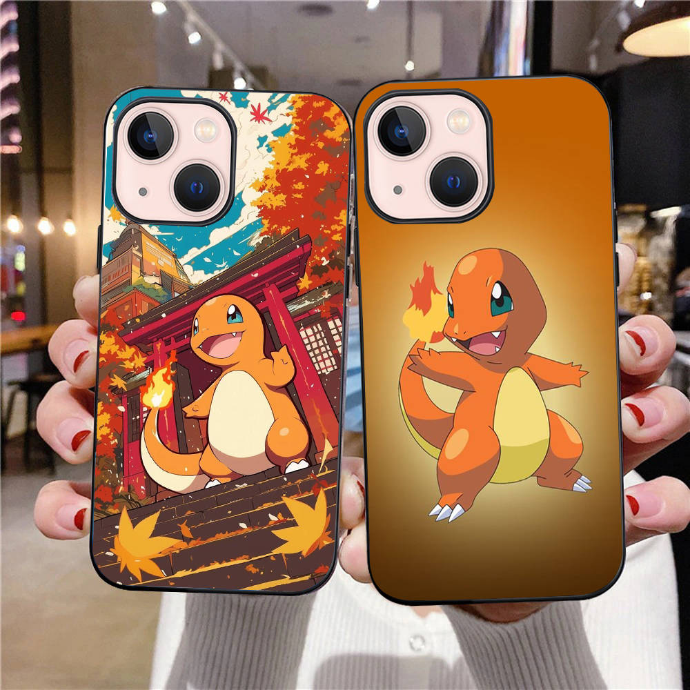 B-80 Husă Neagră Drăguță Charmander pentru Samsung S24 S23 S22 S21 S20 FE S10 Lite Ultra S7 S8 S9 Plus A05S A11 A12 A13 A15 A22 A24 A25 A32 A52 A71 5G