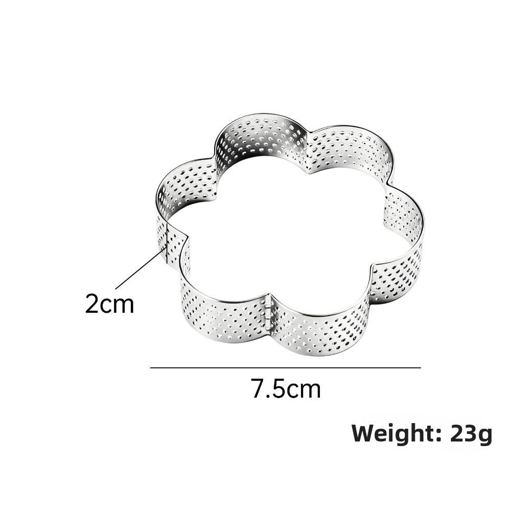Flower Shaped Tart Ring Perforated Design Mousse Cake Ring Versatile Cookie Cutter Mold For Baking