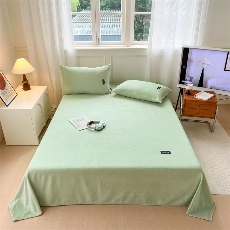 3pcs Solid Color Milk Velvet Bed Sheet Set Autumn Winter Warm Pink Bedding with 2 Pillowcases Soft and Skin-friendly Bed Cover
