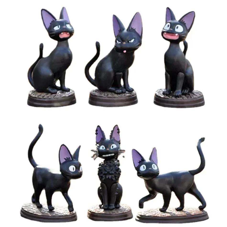 6pcs/set Cartoon Black Cat Jiji Gigi Figure PVC Action Toy Doll Model Set Black Cat Hayao Miyazaki Figure Toy kids birthday gift