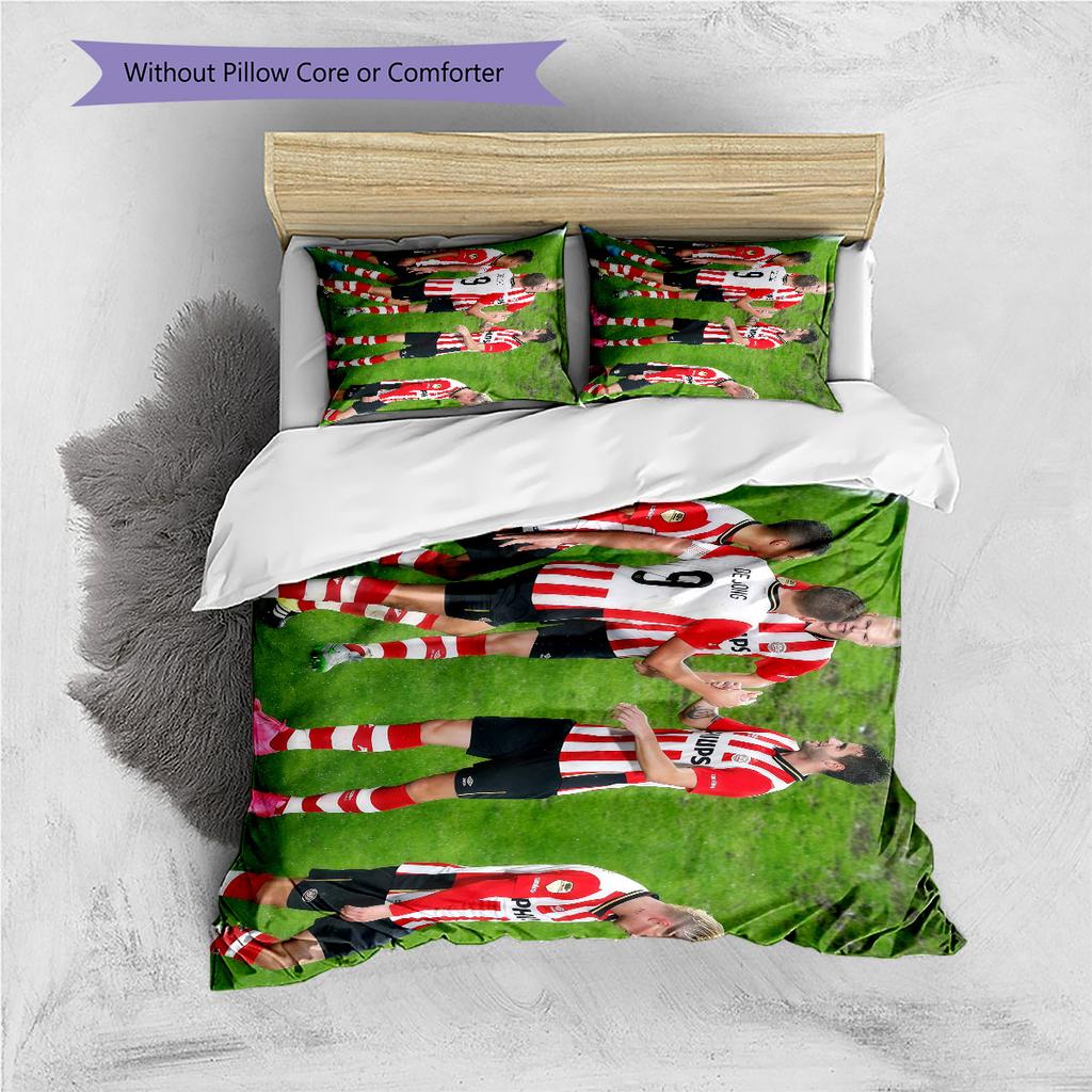 PSV Eindhoven Player Pattern Bedding Home Decoration Birthday Gift ( 1 duvet cover + 2 pillowcase, without core),fan merchandise.