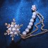 Diamond Studded, Ice Flower Pearl Snowflake Tassel Brooch, Women's Chain Snowflake Chest Flower, Korean Version Brooch, Pendant Accessories