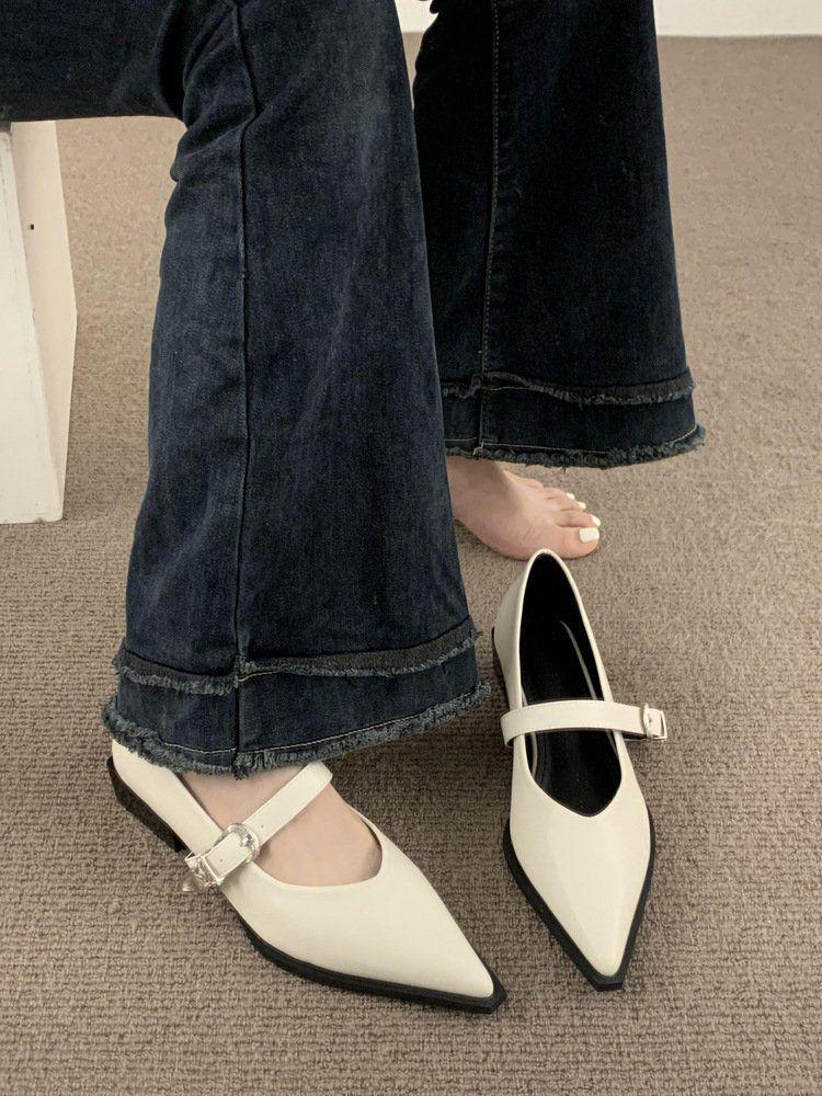 2025 New Autumn Women's Pointed Toe Mary Jane Shoes - Soft Leather, Versatile & Stylish