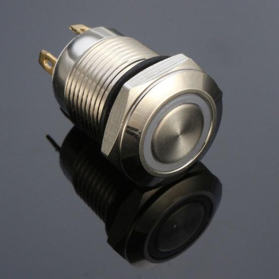 Puntos 12mm Green LED Light Metal Push Button Momentary Switch Boat Car Waterproof