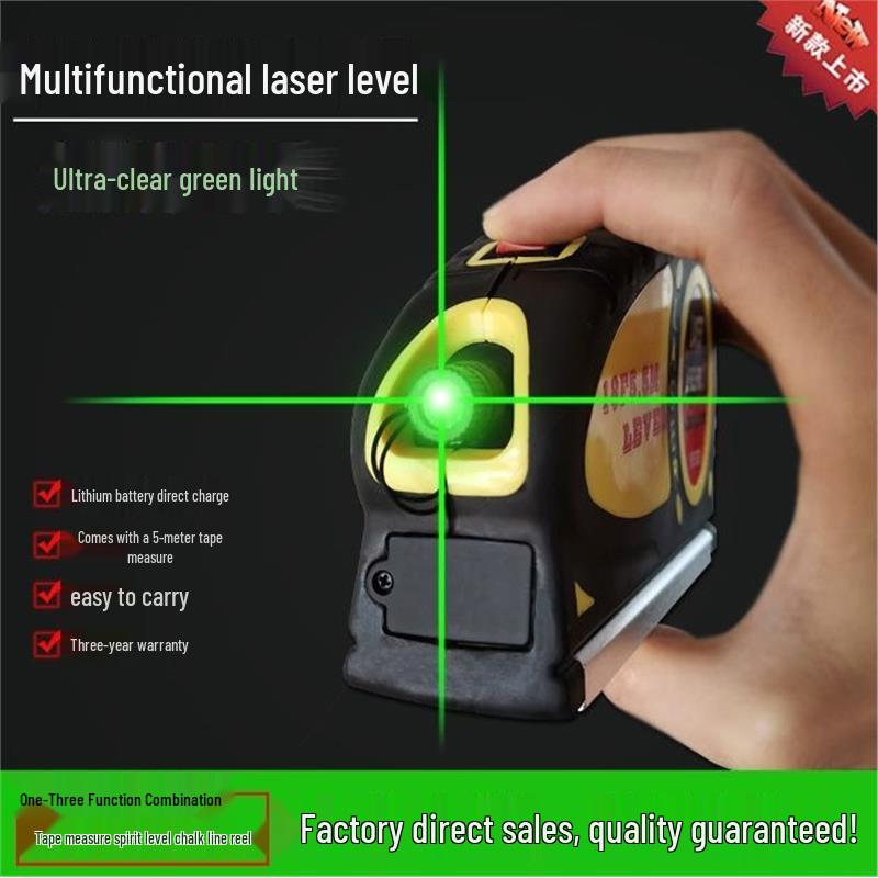 

German High-Precision Mini Laser Level Tool with Tape Measure and Infrared Crosshair Upgraded Laser Tape Measure with Infrared