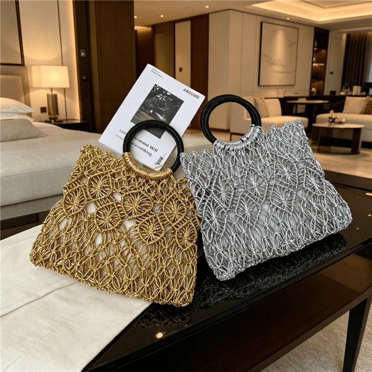 Handgeflochtene Hohl-Handtasche Damen Strand-Netzbeutel
