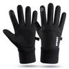 Black Winter Warm Full Fingers Waterproof Cycling Outdoor Sports Running Motorcycle Ski Touch Screen Fleece Gloves