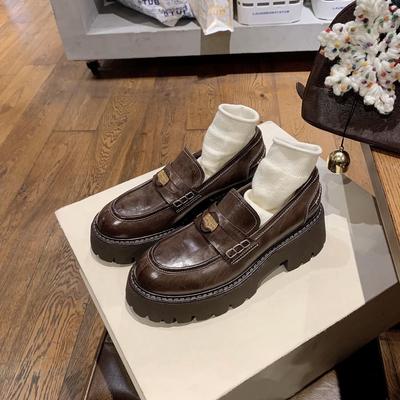 Grape Mom Studiolee Saint-Germain~ Horse Skin Round Head One Pedal Lazy Gold Coins Commuting Loafers