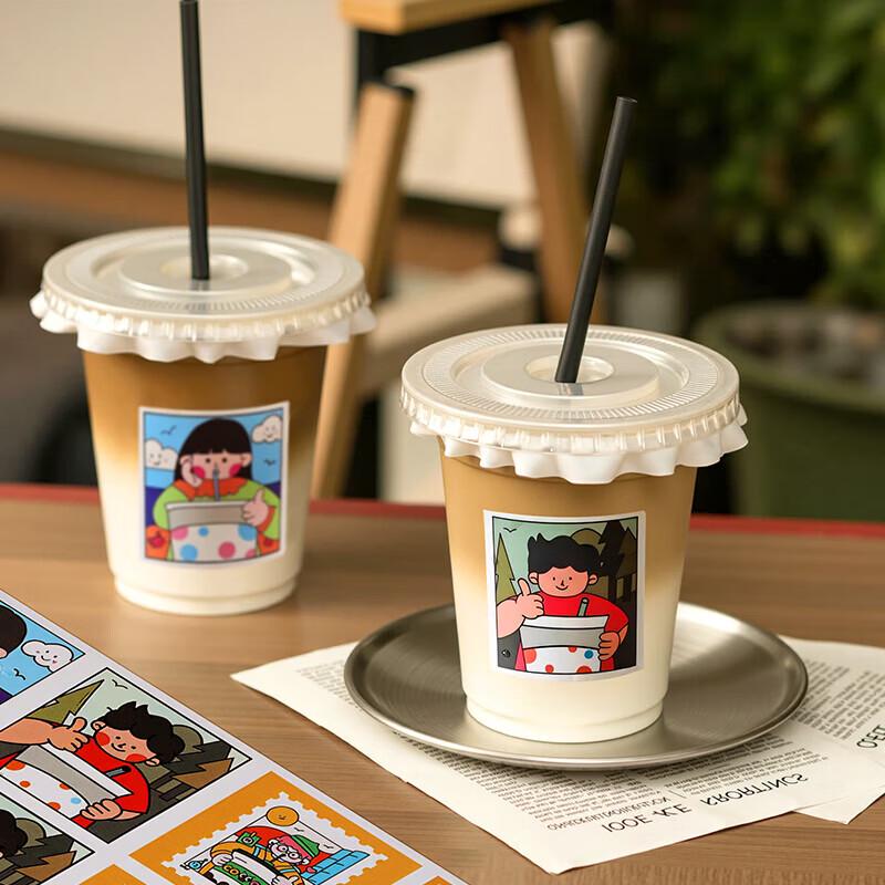 CLITON Disposable Transparent Plastic Cups with Lids