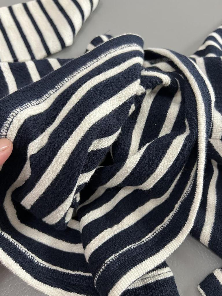 Women's Loose Korean-Style Striped Cotton Sweatshirt, 2024 Autumn Fashion