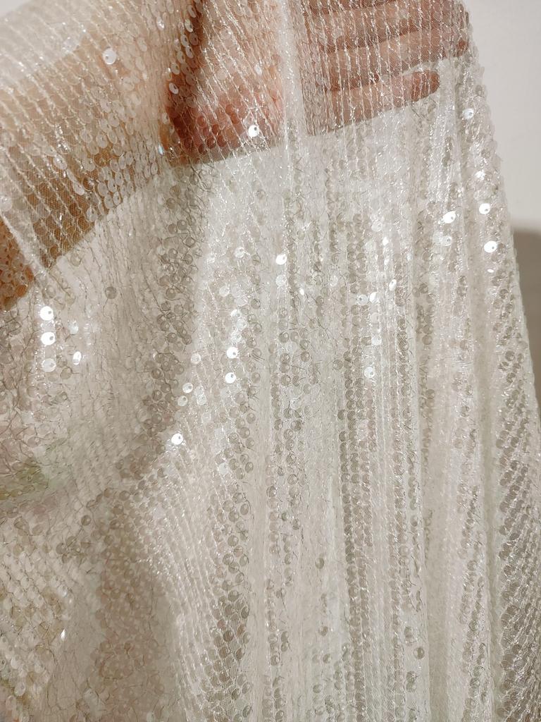 Color Heavy Industry Full Sequin Fabric Multi-color Wedding Dress Designer Clothing Fabric background Decorative Fabric