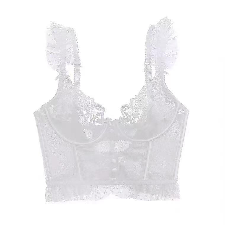 

Lace French Thin Suspender Vest Fishbone Bust Sexy Suit S 32/70ABC