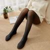 Plus Size Grey Sheer Seamless Leggings: Nude-Look Flight Attendant Style Stockings for Women, Spring & Autumn.