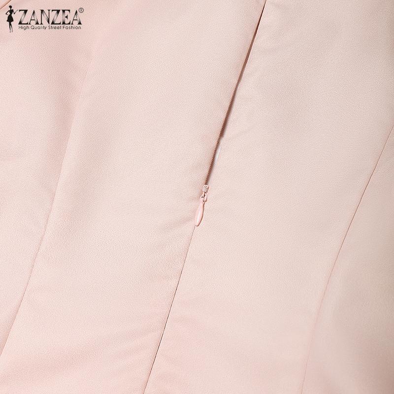 ZANZEA Women Casual V-Neck Summer Short Sleeve Print Dress