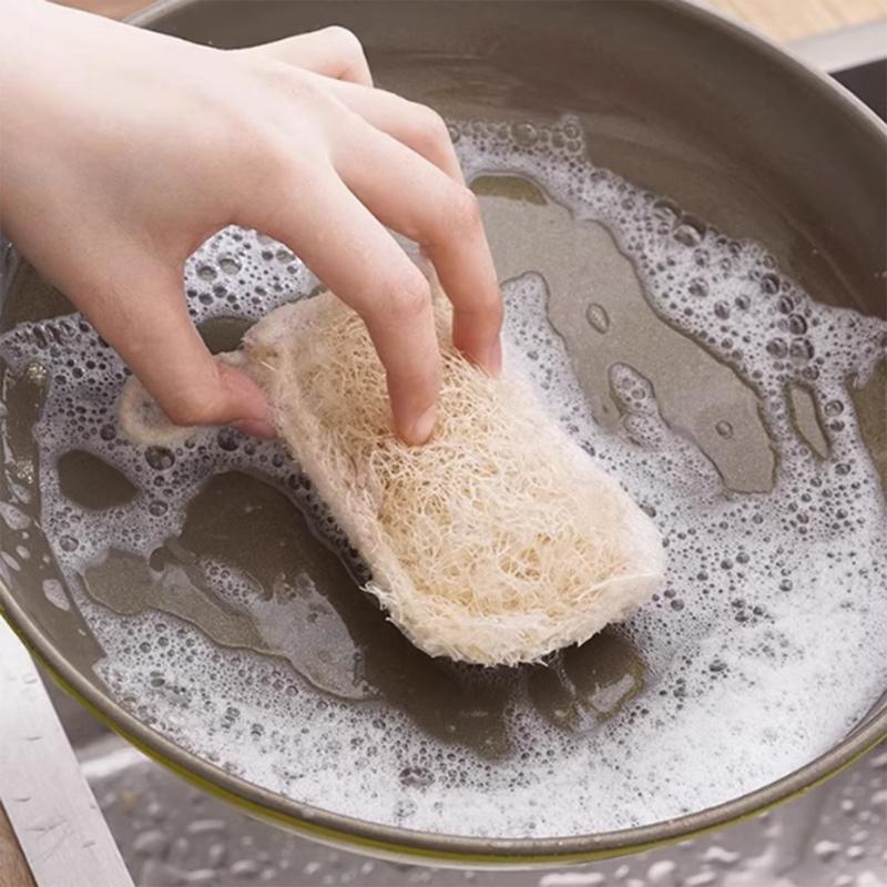 6PCS Loofah Sponge Dish Brush MultiPurpose Kitchen Cleaning Tool For Dishes Cookware Surfaces Scratch Prevent