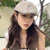 Retro Plaid Forward Hat Showing the Face Small Painter Hat Thin Breathable Literary and Versatile Beret Newsboy Hat Female