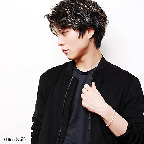 [Shinjuku Gin no Kura] Silver 925 Figaro Chain Bracelet, 18-20cm, 6-Face Cut, Simple and Elegant Design Chain, Men's, Large Size