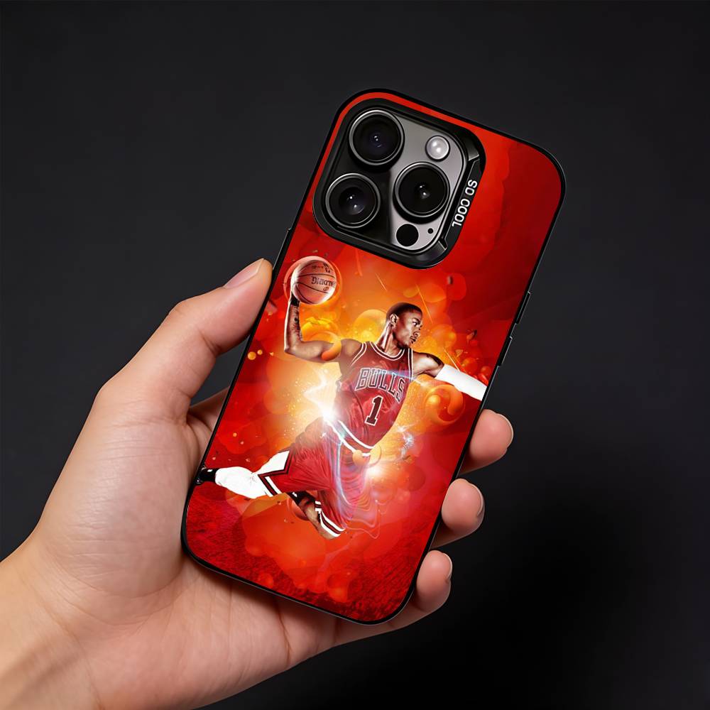 D-Derrick Rose 1 Phone Case For iPhone17, 16,15,14,13,12 Pro Max Black Candy Matte Shockproof Cover
