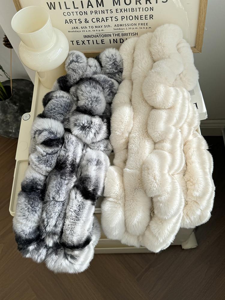 Sciarpa in Pelliccia di Coniglio Rex di Alta Qualità Invernale Scaldamani e Sciarpa Combinati per Donna Calda Traspirante Moda Prodotto di Fascia Alta