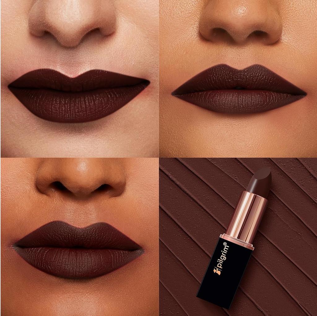 Pilgrim Matte Bullet Lipstick Pack of 1 Intense Colour Transferproof Smudgeproof Alpha Brown  -34