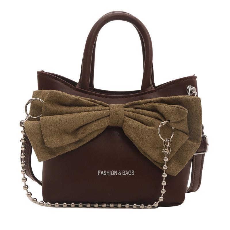Trendy Korean Style Pu Leather Tote Bag Fashionable Bucket Bag With Bowknot