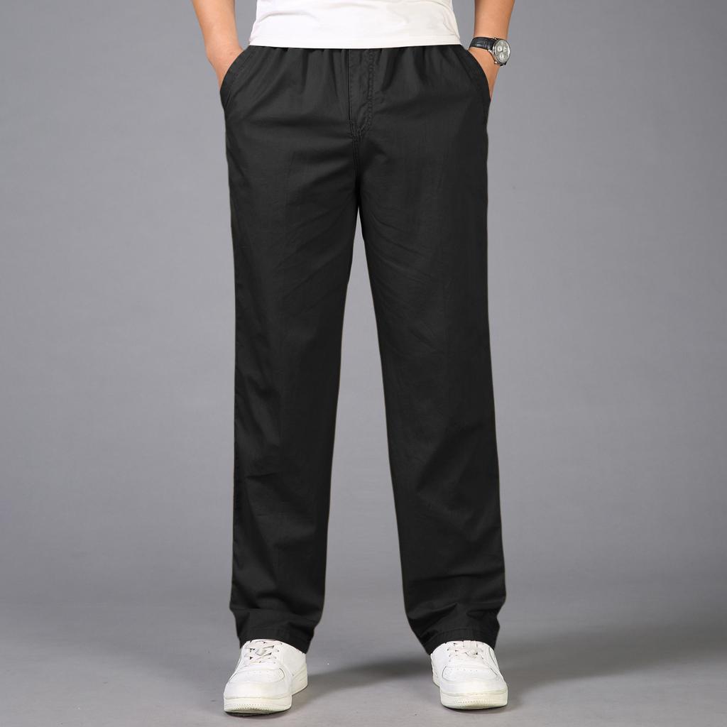 Men's Classic Outdoor Loose And Casual Multi-pocket Work Pants , Youth Stretch Waist Long Pants