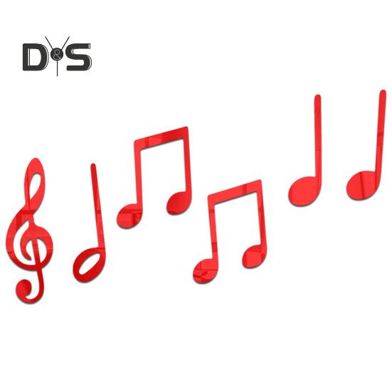 

6 шт., креативная наклейка на стену, трехмерная модная наклейка-фонограмма, музыкальное украшение для стен в классе красный