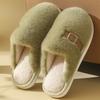 Simple solid color cotton slippers women's autumn and winter home use warm and non-slip couple's premium plush slippers men's
