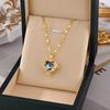 Top Luxury Colorful Crystal Ocean Heart Pendant Necklace For Women Trendy 316L Stainless Steel Jewelry Female Wedding Neck Chain