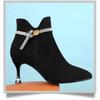 Zapatos de Tacón Alto de Moda para Mujer Temperamento Ante Punta Afilada Bombas de Aguja Elegante Botín Corto Moda Lujo Cristal para Mujer Otoño