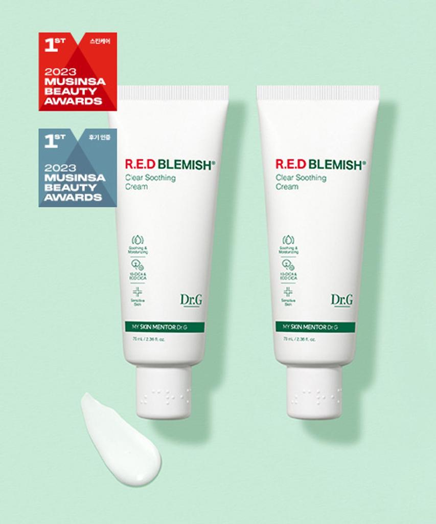 Dr.G Red Blemish Clear Soothing Cream 70mL (1+1) | Calming & Moisturizing Cream for Sensitive Skin