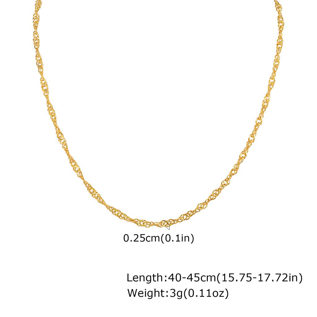 Classic Square Handmade Chain Necklace for Women,Stainless Steel Round Snake Chain Choker Necklace,Water Wave Bead Chain Jewelry