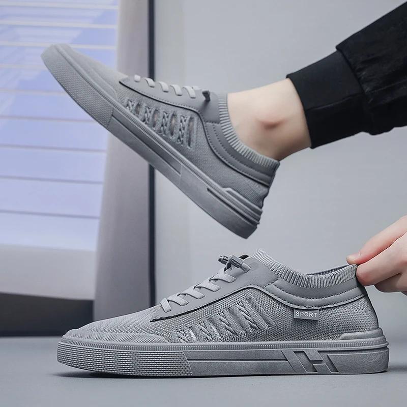 2024 Men's Breathable Sneakers Summer Casual Loafers Lightweight Round Head Solid Colour Non-slip Flats Zapatillas Para Hombres