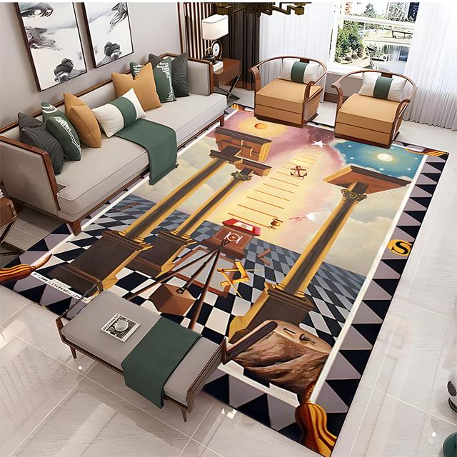 Modern Masonic Living Room Home Decoration Sofa Table Large Rug Bathroom Non-slip Floor Mat