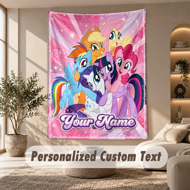 My Little Pony Tapestry, Personalized Custom Text, Wall Hanging Tapestry For Living Room Home Wall Decor