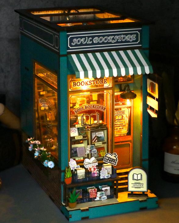 

Hongda DIY 3D Bookstore Building Model Bookend - Stress Relief Toy Gift for Adults