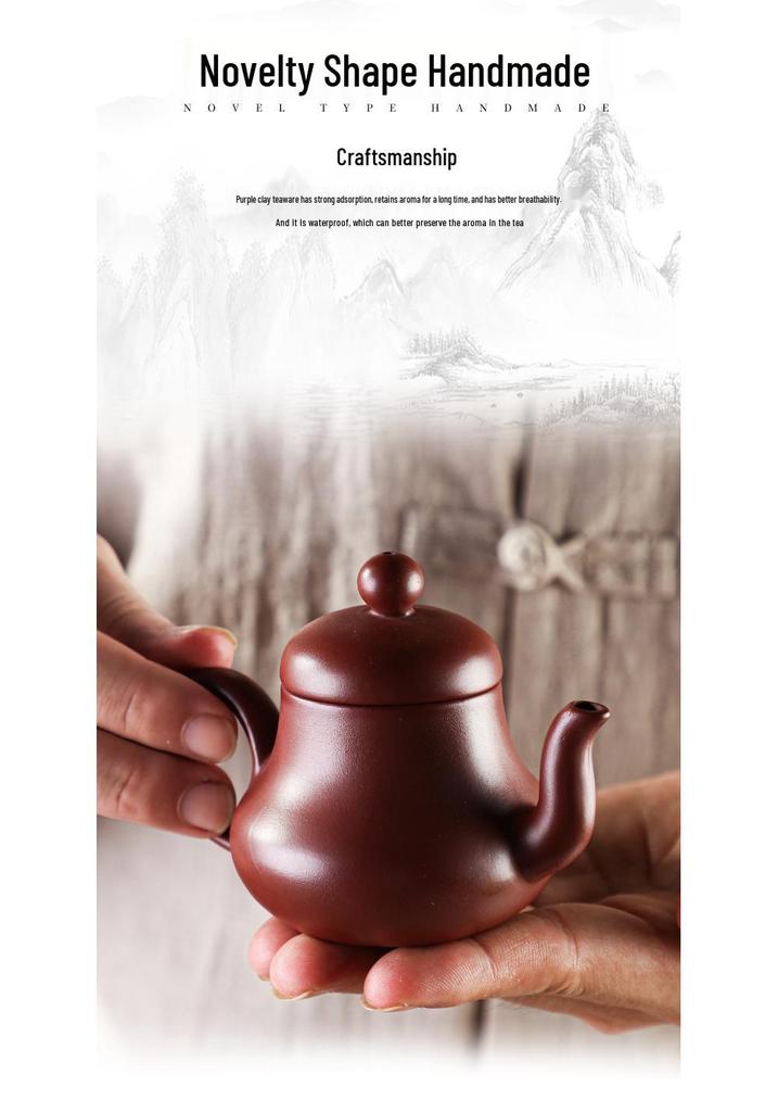 Chaozhou Red Clay Handcrafted Zisha Tea Pot - Small Capacity Brewing Ware