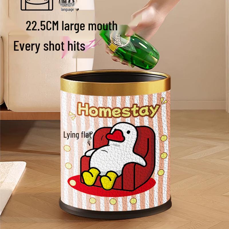 He Mu Cheng Double Layer Cartoon Stainless Steel Trash Can with Foot Pedal - Living Room & Kitchen