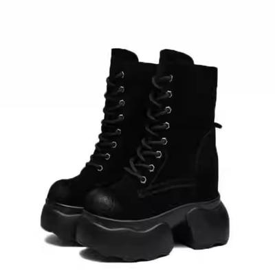 Black Martin Boots Women's 2025 Autumn New Thick-soled British Locomotive Short Boots High-heeled Thick-soled Inner Height-increasing Women's Boots
