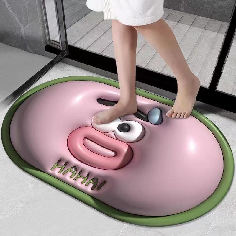 Covoraș de baie 3D Diatom Mud - Covoraș absorbant, cu uscare rapidă, lavabil, imprimat pentru ușile de baie