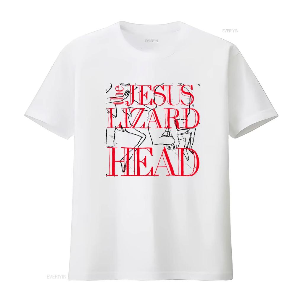 The Jesus Lizard Head Print T Shirt Post Hardcore Rock Band Style vintage Washed Casual Unisex Top For Everyday Wear Versatile