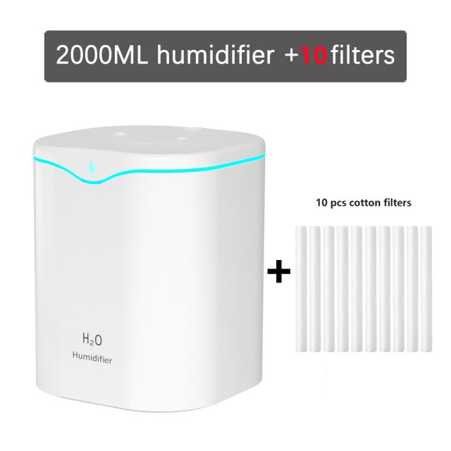 Air Humidifier Double Nozzle 2l Essential Oil Aroma Diffuser With Coloful Led Light Ultrasonic Humidifiers Aromatherapy Diffuser