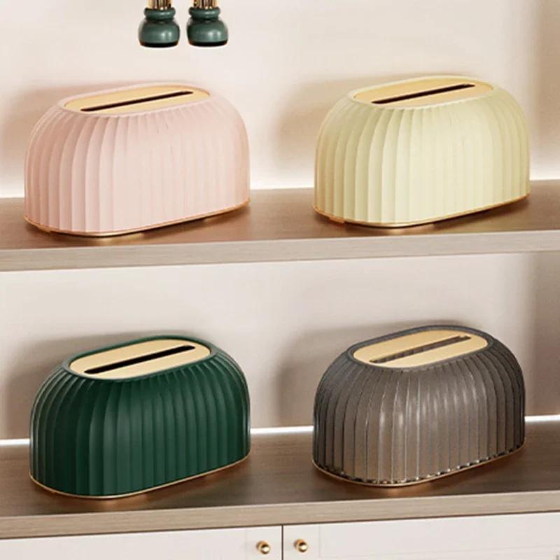 Nordic Striped Tissue Box Holder High Quality Toilet Paper Box Table Napkin Holder Car Tissue Paper Dispenser Home Decoration
