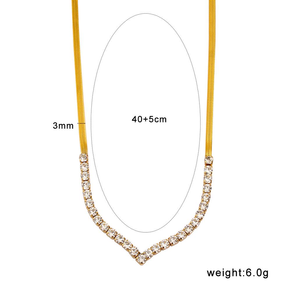Trendy European Stainless Steel Rhinestone Blade Necklace